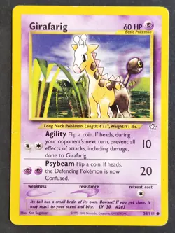 Girafarig 58/111 Vintage 📟 Neo Genesis Common, Pokemon 2000 (MP) - Image 1