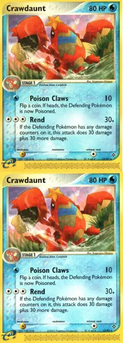 Pokemon TCG EX Dragon Crawdaunt rare MP X2 - Image 1