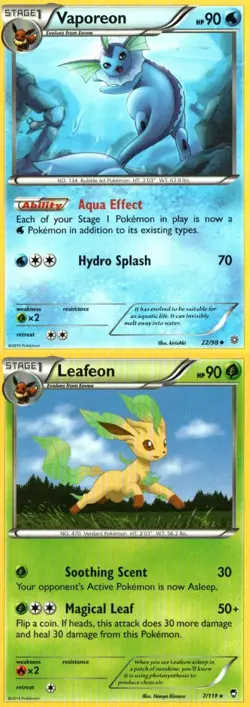 Pokemon TCG Furious fists Leafeon Ancient origins Vaporeon X2 - Image 1