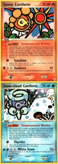 Pokemon TCG Ex Hidden Legends Castform X2 MP Rare - Image 1