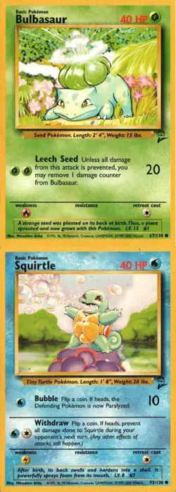Pokemon TCG Base set 2 Squirtle Bulbassaur X2 MP - Image 1