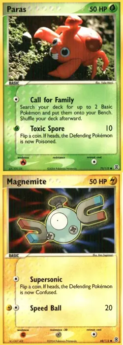 Pokemon TCG Ex Leaf green fire red Magnemite Paras X2 MP - Image 1