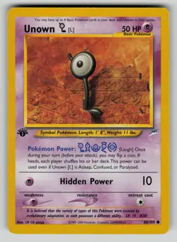 Unown [L] 86/105 Common Neo Destiny Pokemon 1st Edition MP - Image 1