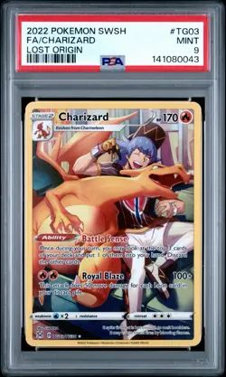 2022 POKEMON SWORD & SHIELD LOST ORIGIN #TG03 FULL ART/CHARIZARD PSA 9 - Image 1