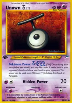 Unown [T] - 88/105 - Common - 1st Edition PL/MP, English Pokemon Neo Destiny - Image 1