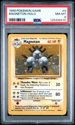 1999 POKEMON BASE SET UNLIMITED #9 MAGNETON-HOLO PSA 8 - Image 1