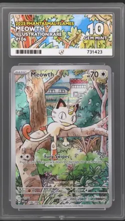 Meowth 106/094 - Phantasmal Flames - Ace Grade 10 Gem Mint Pokemon Tcg - Image 1