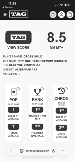 One Piece TCG- Cross Guild (Manga Alt Art) R OP09-057 PRB02 TAG 8.5 - Image 5