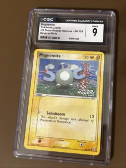 CGC 9 Magnemite EX Team Rocket Returns 66/109 Reverse Holo Stamped Pokemon Card - Image 1