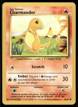 Pokemon Cards Charmander 46/102 Base Set Common LP - Image 1