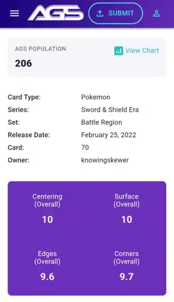 2022 Pokemon Japanese Battle Region Wyrdeer CHR 070/067 AGS Gem-MT 10 Slab - Image 3