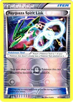 Lightly Played Rayquaza Spirit Link - 87/108 - Uncommon - Reverse Holo Pokemon R - Image 1