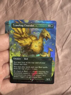 Traveling Chocobo (Borderless) (Chocobo Track Foil) MTG Magic Final Fantasy NEW - Image 1