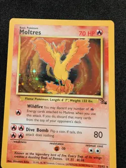 Pokemon TCG Moltres Fossil Holo Rare Card 12/62 Unlimited - Image 1