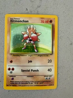 [ NM- LP] Hitmonchan 7/102 Base Set 1999 Holo Rare 70 HP Wizards Pokemon Card - Image 1
