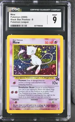 Mew Promo 9 Holo CGC 9 Black Star Promo Pokemon League 2000 Holo Pokemon Card - Image 1
