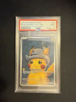 Pokemon Pikachu with Grey Felt Hat Van Gogh Full Art Promo SVP EN 085 PSA 9 Mint - Image 1