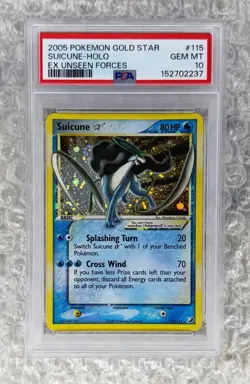 2005 POKEMON EX UNSEEN FORCES GOLD STAR #115 SUICUNE-HOLO PSA 10 - Image 1