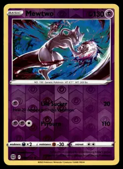 Mewtwo 056/172 Rare Brilliant Stars Pokemon Reverse Holo Lightly Played - Image 1