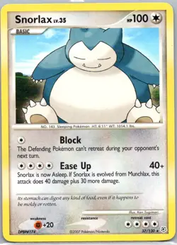 Pokemon TCG Snorlax 37/130 Diamond Pearl LP - Image 1