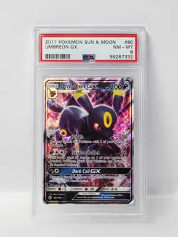 POKEMON SUN & MOON UMBREON GX HOLO #80 PSA 8 VERY NICE!!! - Image 1