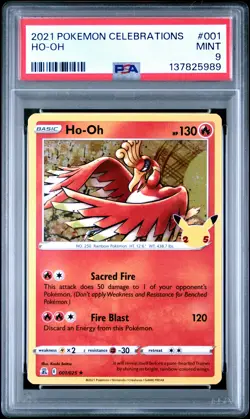 2021 POKEMON CELEBRATIONS #001 HO-OH PSA 9 - Image 1