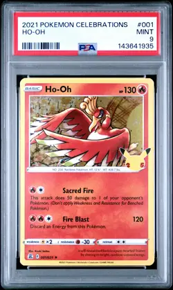 2021 POKEMON CELEBRATIONS #001 HO-OH PSA 9 - Image 1