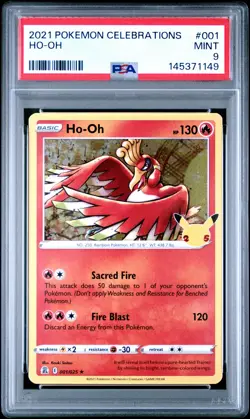 2021 POKEMON CELEBRATIONS #001 HO-OH PSA 9 - Image 1