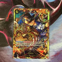 One Piece Sabo Carrying on His Will Secret Rare Foil OP13-120 7000 Blocker Card - Image 1