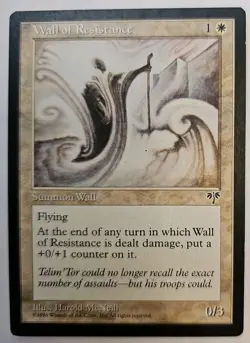 MTG Magic The Gathering Card Wall of Resistance Summon Wall White Mirage 1996 - Image 1