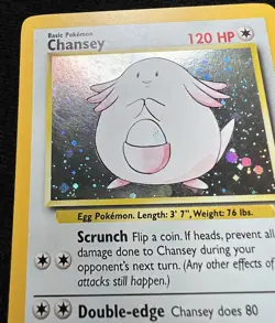 Chansey 3/130 Base Set 2 Holo Rare Pokemon TCG Card w/ 💫 SWIRL - LP - Image 3