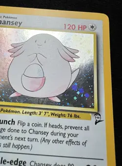 Chansey 3/130 Base Set 2 Holo Rare Pokemon TCG Card w/ 💫 SWIRL - LP - Image 4