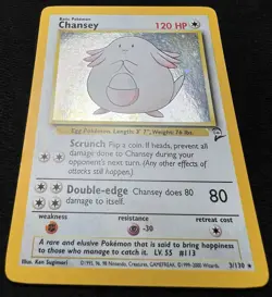 Chansey 3/130 Base Set 2 Holo Rare Pokemon TCG Card w/ 💫 SWIRL - LP - Image 5