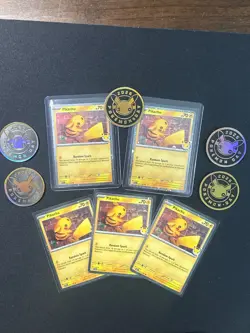 (5) 30th Anniversary Pokemon Day Pikachu Coin and Promo Card lot - Image 1