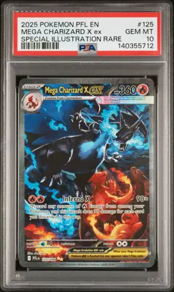 2025 POKEMON PFL EN-PHANTASMAL FLAMES #125 MEGA CHARIZARD X EX PSA 10 - Image 1