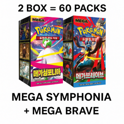 Pokemon MEGA Expansion Box Set Mega Symphonia + Mega Brave Korean Ver 60 Packs - Image 1