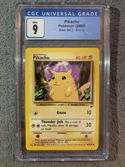 2000 Pokemon Pikachu 87/130 Base Set 2 CGC 9 (PSA BGS) NM/MINT+ - Image 1