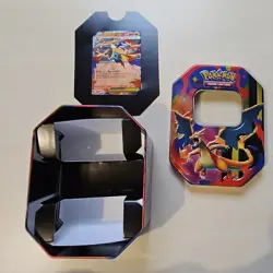 Pokemon Mega Charizard Y Ex Tin with Ex Promo Card 030 (NO PACKS) - Image 1