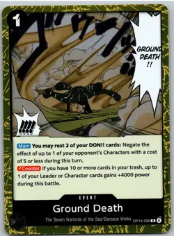 Ground Death OP14-096 Rare The Azure Sea's Seven One Piece NM - Image 1