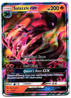 Salazzle GX 25/147 - Burning Shadows Rare GX Pokemon TCG Holo - LP Card - Image 1