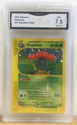 2002 Pokemon Vileplume Expedition Holo Rare Card #31/165 - Graded GMA 7.5 NM+ - Image 1