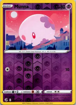 Munna 121/264 Common Fusion Strike Pokemon Reverse Holo Near Mint - Image 1