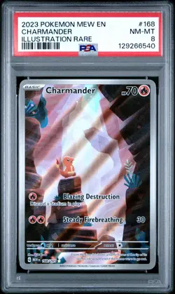 2023 POKEMON MEW EN-151 IR #168 CHARMANDER PSA 8 - Image 1