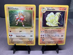 Pokemon TCG Base Set Lot of 2 - Holo Rare Hitmonchan & Ninetales 1999 VTG WOTC - Image 1