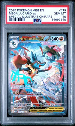 2025 Pokemon Mega Evolution #179 Lucario Ex Special Illustration Rare PSA 10 - Image 1