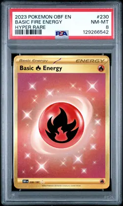 2023 POKEMON OBF EN-OBSIDIAN FLAMES HYPER RARE #230 BASIC FIRE ENERGY PSA 8 - Image 1
