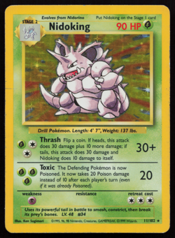 Nidoking 11/102 Holo Rare, Base Set Edition Pokemon Card 1999 WOTC MP!!! - Image 1