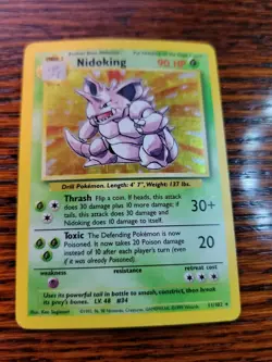 Nidoking 11/102 Holo Rare, Base Set Edition Pokemon Card 1999 WOTC MP - Image 1