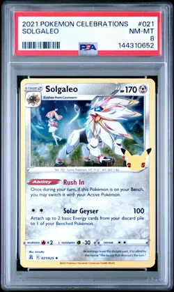 2021 POKEMON CELEBRATIONS #021 SOLGALEO PSA 8 - Image 1
