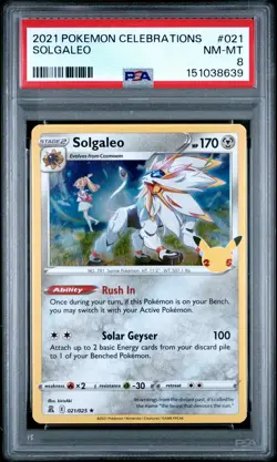 2021 POKEMON CELEBRATIONS #021 SOLGALEO PSA 8 - Image 1